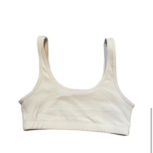 TNA Ribbed Sports Bra XS Cream Stretch Lounge Bralette Yoga Top - Picture 4 of 8